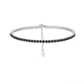 S925 sterling silver tennis bracelet with sparkling black round cubic zirconia stones - Machine-made Tennis Chain 2mm Black Zirconium Electroplated White Gold Approx. 3.15g.