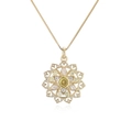 Lussuosa collana a fiore placcata in oro 18K con zirconi gialli e chiari micro-pavé - Oro