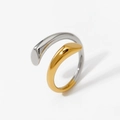 Minimalist open ring featuring two-tone gold and silver wrap-around geometric design - Gold + Silver