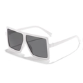 Kids vintage square thick white frame sunglasses with dark lenses for boys and girls - Solid White Frame Grey Lens