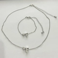 Parure collier et bracelet argentés avec pendentifs cœur et lettre F et chaînes de rallonge - Lettre F Style (2651) / Argent