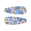 Lot de deux barrettes à fleurs bleu clair en tissu pour cheveux de filles - Barrette Douce Fraîche (Lot de 2) / Bleu Clair-Fleuri