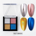 Solide 4-Farben Metallic Spiegel Nagelpuder Palette mit Silber, Lila, Gold und Blau Effekten - 4-Farben Fester Spiegelpuder-MJF-GM404