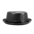 Cappello a cilindro classico in pelle nera con cuciture pulite su sfondo bianco - Nero (Pelle PU)
