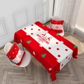 Red Christmas tablecloth and pillows with reindeer patterns and Merry Christmas text - 40*70cm / ZB032-8 (Red White Dot Xmas Tablecloth And Pillowcases)