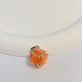 Orange four-leaf clover opal pendant with gold-plated copper frame for DIY bracelets - Red