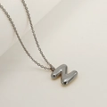 Polished silver bubble letter N pendant necklace with a delicate cable chain for women - Letter Z / Silver