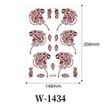 Waterproof red-brown henna lace tattoo sticker with tribal floral patterns, model W-1434 - Reddish Brown Tribal Style Floral (W-1434S)