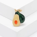 Broche de aguacate esmaltado con pedrería sobre base blanca para solapas y bufandas - Núcleo Amarillo