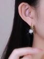 Pink gold-tone four-leaf clover earrings with zircon inlay and pearl details for women - Original - White Crystal Four-Leaf Clover Pearl [Copper Hoop]