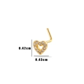 Vista detallada del piercing de nariz corazón dorado con circón y medidas 0,43 cm x 0,42 cm - No.2 Corazón Dorado (HSPJ0149)