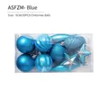 20-piece set of 6cm blue Christmas balls with glitter, matte, and glossy finishes - 6cm Blue Asfzm (20 Pieces)