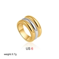 Two-tone mixed 18K gold and silver wide triple band ring, size US 6, weighing 6.7g - US 6 / Triple Layer Two Tone (T302)