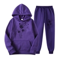 Ensemble de jogging violet en polaire avec motifs de pissenlit et papillons imprimés - S(L) / Haut Et Bas / Violet 3