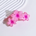 Detailed view of pink frangipani flower hair claw clip with matte resin finish - 2# Purple-Pink Gradient Triple Plumeria