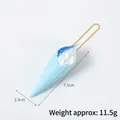 Mini blue cream ice cream cone keychain charm with golden metal bead chain, 7.5cm size - Blue Cone-Blue & White Double Scoop (Bead Chain)
