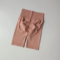 Seamless high waisted scrunch butt workout shorts in dusty rose for fitness training - Light Pink
