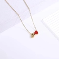 Collana a catena dorata con ciondolo a cuore rosso e charm con lettera G in metallo 3D - Collana con lettere a cuore G