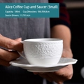 European style Alice white ceramic coffee cup and saucer with delicate embossed patterns - 100ml Dolly Cup + 4.5" Lace Saucer