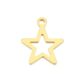 Polished gold stainless steel hollow star pendant for DIY jewelry and necklaces - Gold (KLJ4788-Z)