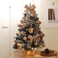 60cm pre-lit mini Christmas tree with snow-tipped branches, pine cones and wooden base - Golden Acorn 60CM