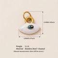 Golden stainless steel evil eye pendant with white and blue enamel, size 12mm by 11mm - Blue Evil Eye