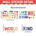 Stickers muraux PVC pour enfants avec slogan 'Be Kind' et illustrations de crayons colorés - 60*30cm*2 Feuilles / Ensemble De Crayons À Slogan Coloré