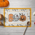 Halloween pumpkin ghost BOO cotton linen placemat with orange zigzag border for party tables - Style 10-Encrypted Linen / 30*45cm(32g)