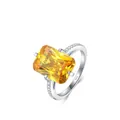 Luxuriöser S925 Sterlingsilber Ring mit großem rechteckigem gelbem Zirkonstein - US Größe 5 / Gelber Zirkonia