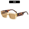 Fashion rectangular sunglasses with amber frames and leopard print tortoiseshell temples - Champagne Frame / Tea Lens