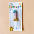 Number 1 birthday candle with blue purple gradient and balloon texture on card - Number 1 / Green Pink Gold Gradient