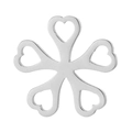 Detailed view of silver flower pendant with hollow heart-shaped petals in polished steel - Steel Color (KLJ349-Z)