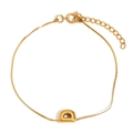 Minimalistisches 18K vergoldetes Edelstahlarmband mit einem runden Buchstaben D Anhänger - Bubble Buchstabe D (Gold)