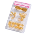 Golden metal dreadlock beads kit with assorted patterns and gold string set - Style 6 (Gold Combo)