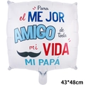 Square Spanish Father's Day foil balloon with best friend quote and mustache print - 18 inch Father's Day Balloon 0178