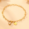 Pulsera de cadena de corazón minimalista en acero dorado con circonia y colgantes - Dorado