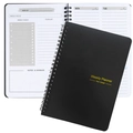 Black non-dated weekly planner with gold foil text and twin-wire spiral binding - Classic Style (Gray Inner Pages) / Black