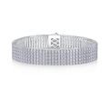 Elegant triple-row tennis bracelet with shimmering white stones and secure box clasp - 19cm / Multi Row Inlaid Style (L13570-2.0)