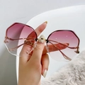 Lunettes de soleil sans monture surdimensionnées avec verres dégradés violets et monture or - Violet Dégradé