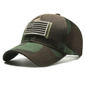 Cappello tattico da baseball mimetico woodland con patch bandiera USA e tessuto ripstop - Mimetico Verde Scuro