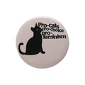 Spilla rotonda con gatto e testo Pro-cats Pro-choice Pro-feminism su tessuto grigio - Gatto nero femminismo (XZ8105)