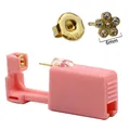 Pink disposable piercing tool with flower cubic zirconia 316L stainless steel stud - 6mm Gold Flower with Clear Zircon (MS52-662)