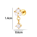 Elegante vergulde roestvrijstalen piercing oorbel met fonkelende zirkonia steentjes - Drieblad Cluster Enkele Zirconia Stijl (2630-10#) / Goud