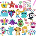 Kids 5D DIY diamond art sticker kit featuring cartoon unicorns, dinosaurs and penguins - Animal & Crown / SYT-1