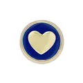 Golden heart charm with deep blue enamel inlay for customized jewelry and bracelets - Heart / Blue