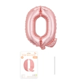 Roségoldener Aluminiumfolienballon Buchstabe Q mit Papierkarte und Aufblasstrohhalm - Buchstabe Q / Roségold