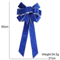 Fiocco di Natale in velluto blu con bordo argento, ciondolo decorativo da 60x27cm - 60cmx27cm / Blu
