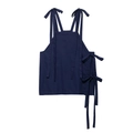 Deep blue linen top and sarong skirt set with bow tie design on white background - XS / Tops