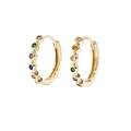 Close-up of golden hoop earrings featuring colorful inlaid crystals on a white background - 12mm / Gold