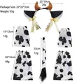 6-piece plush cow costume set with headband, ears, tail and leg warmers for Halloween - Swiss Cow Set with Ears Tail Wrist and Leg Covers